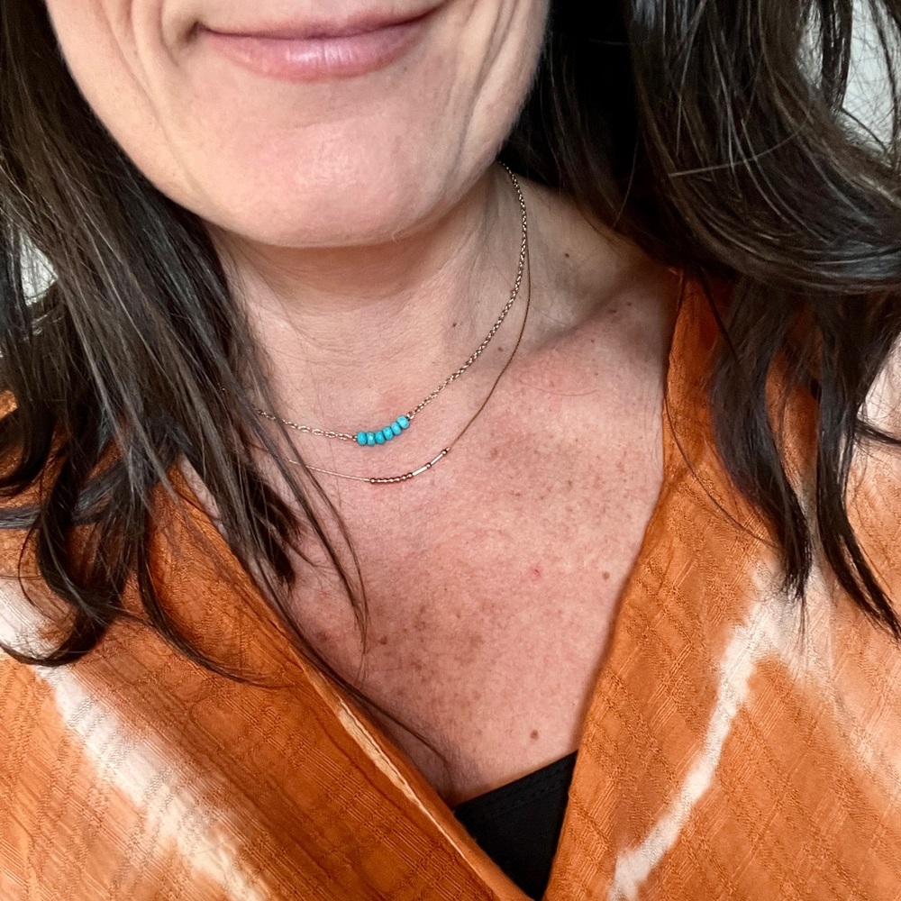 JAYNEandJAMES Custom Morse Code 16” Necklace in 14/20 Gold-fill. “SEVEN”